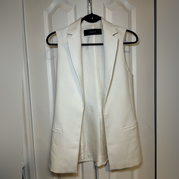 Zara - White Business Casual Back to School Sleeveless Blazer for Women in SizeS - Picture 1 of 6